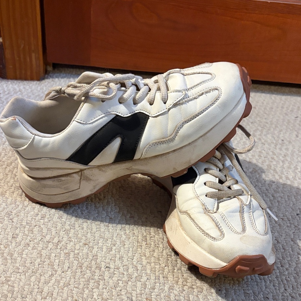 Women's White and Black Athletic Shoes